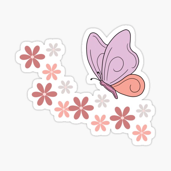 Item preview, Peach purple butterfly floral art designed and sold by Kinkalow.