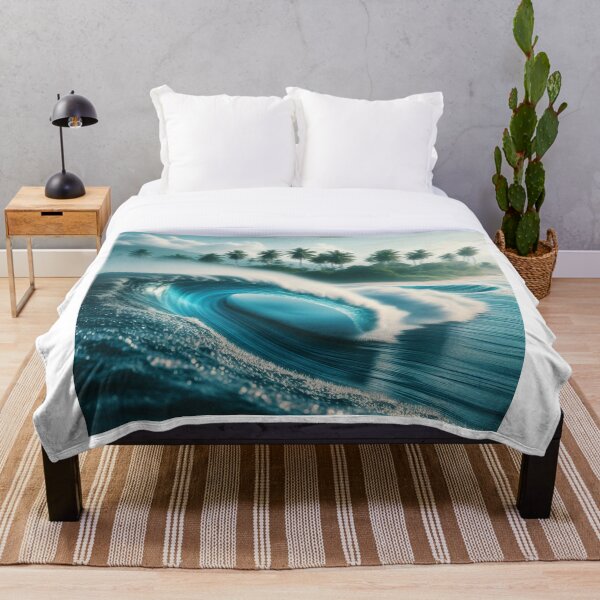 Item preview, Tropical Beach Scene Ocean Wave Crescendo And Palm Trees designed and sold by SeaStarAlex.