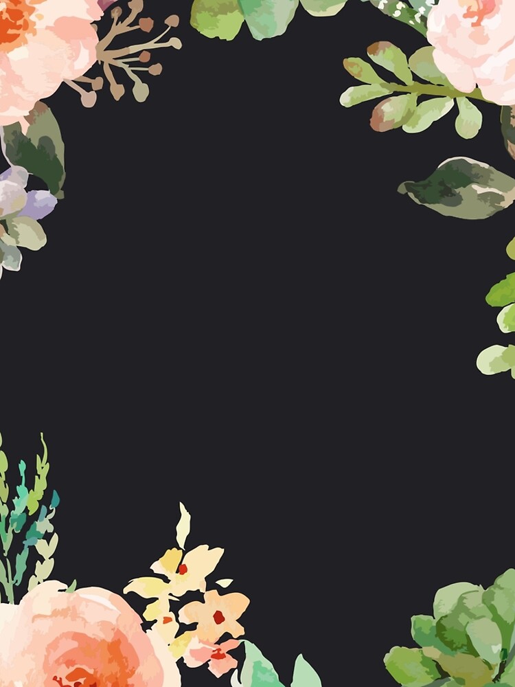 Discover Floral Wreath Design on Black Background Leggings