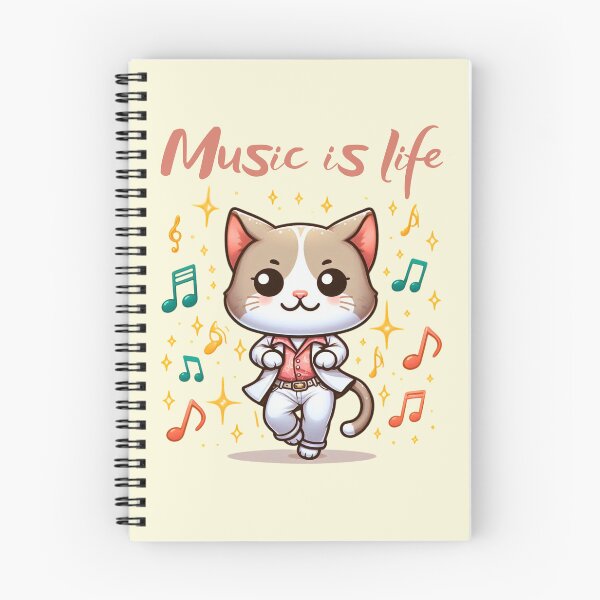 Aperçu de l'œuvre Chat heureux dansant | La musique, c'est la vie | Chaton dansant  créée et vendue par Chic-Fun.