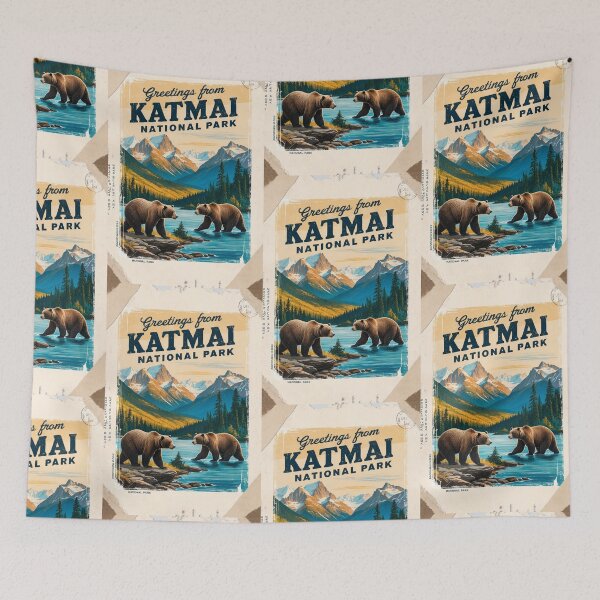 Item preview, Katmai National Park Postcard Vintage Retro Travel designed and sold by TravelPostcardGems.