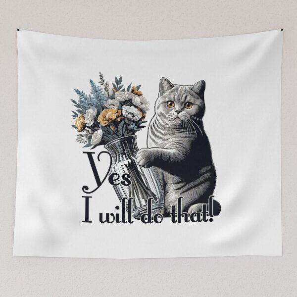 Item preview, BKH British Shorthair Cat Vase tipping over gift designed and sold by Pineapple-Tree.