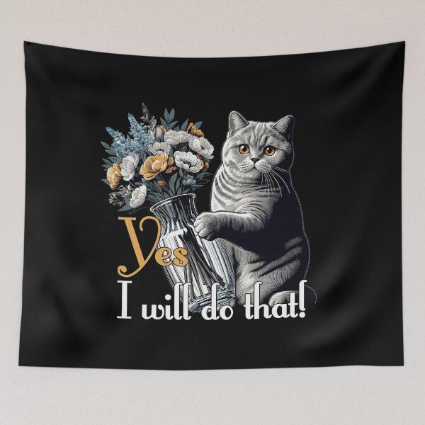 Item preview, BKH British Shorthair Cat Vase tipping over gift designed and sold by Pineapple-Tree.