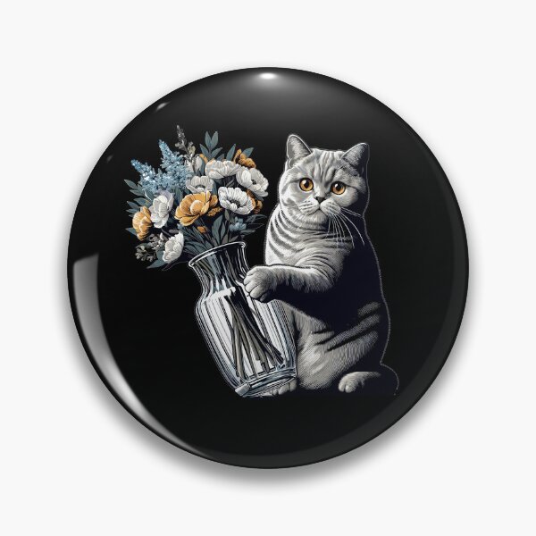 Item preview, BKH British Shorthair Cat Vase tipping over gift designed and sold by Pineapple-Tree.