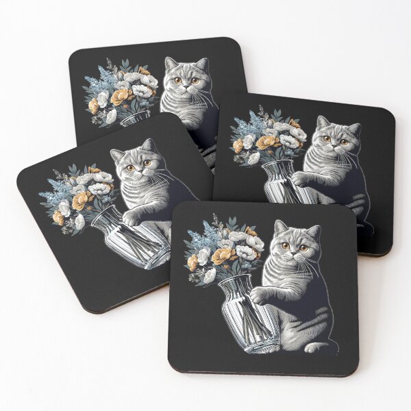 Item preview, BKH British Shorthair Cat Vase tipping over gift designed and sold by Pineapple-Tree.
