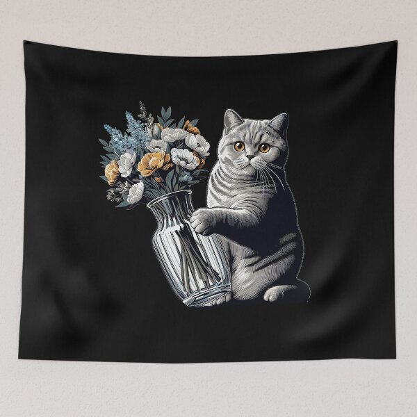 Item preview, BKH British Shorthair Cat Vase tipping over gift designed and sold by Pineapple-Tree.