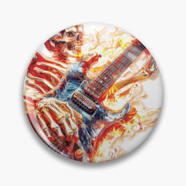 Item preview, Skeleton on fire playing electric guitar designed and sold by sandpiperUSA.