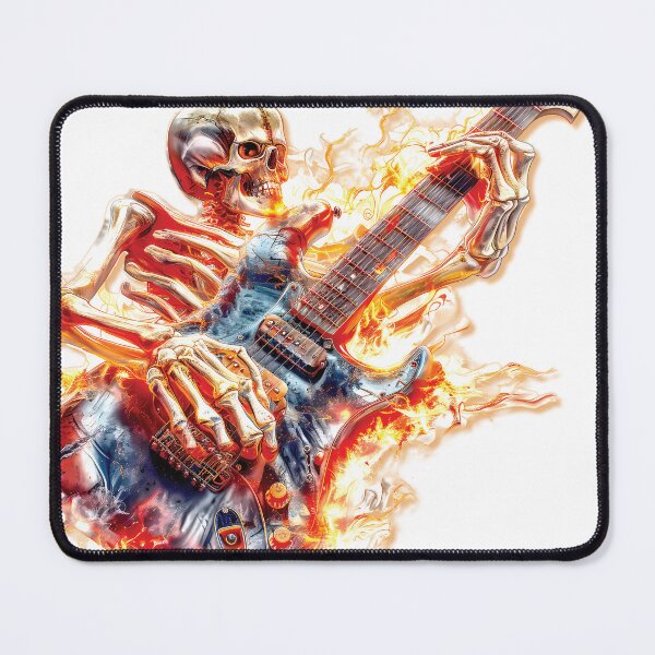Item preview, Skeleton on fire playing electric guitar designed and sold by sandpiperUSA.