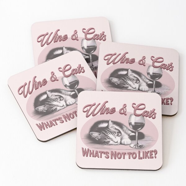 Item preview, Wine & Cats What's Not to Like Funny Quote Vintage Retro designed and sold by PrintFanDesign.