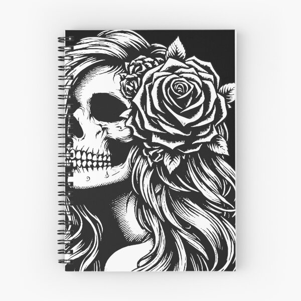 Item preview, Dark Art Skull Girl with Long Hair Woman Grunge Vintage Tattoo designed and sold by MORSPECTIVE.
