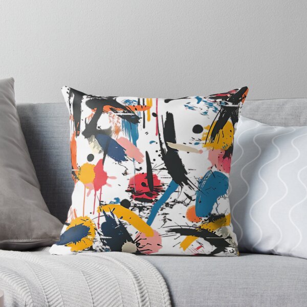Item preview, Energetic abstract artwork featuring bold splashes of vibrant colors on a black background, creating a lively and chaotic composition. designed and sold by ManeeStore.