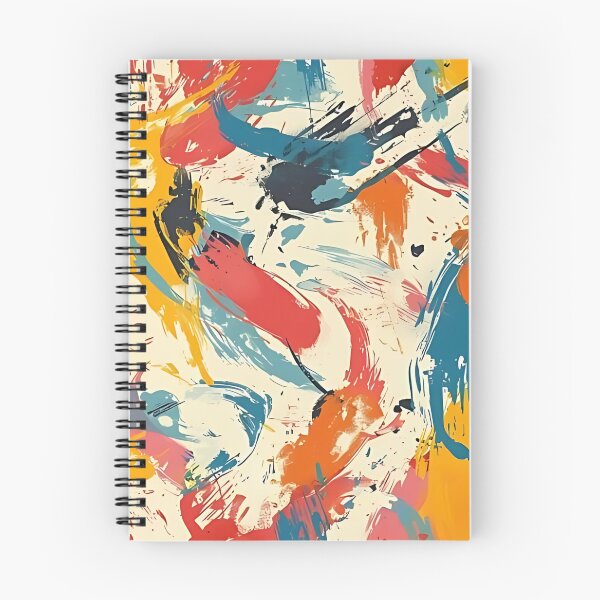 Item preview, Colorful abstract painting with dynamic brush strokes and splashes of red, blue, yellow, and orange on a beige background. designed and sold by ManeeStore.