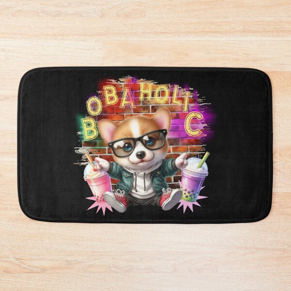 Artikelvorschau, Corgi Bobaholic mit BOBA-Tee Milchtee Bubble Tea entworfen und verkauft von DegraDesign.