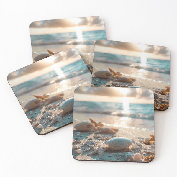 Item preview, Beach Scene With Candles and Seashells - Cosmetics Brand Beach Scenes designed and sold by frequent-art.