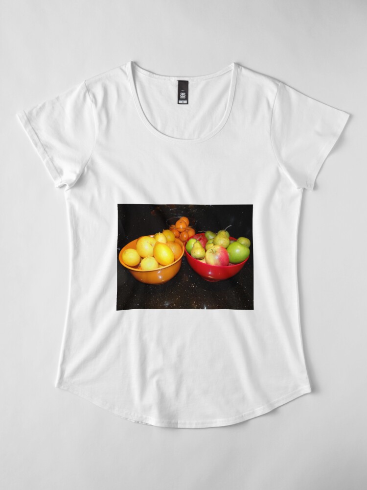 Alternate view of Bowls of Health and Delicious Fruit Premium Scoop T-Shirt