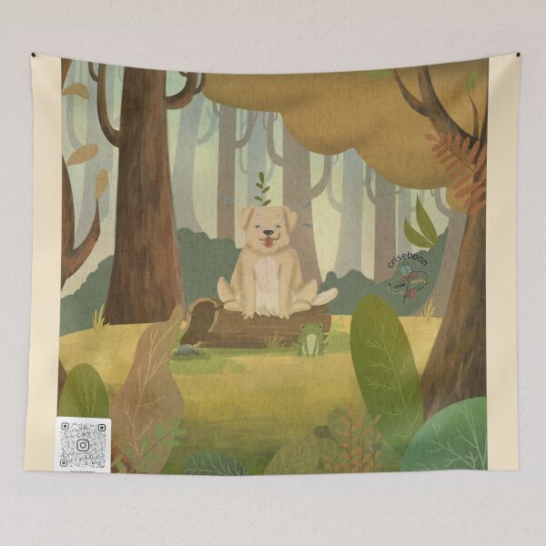Item preview, Dog sitting on A Log with A Frog designed and sold by Criseboon.