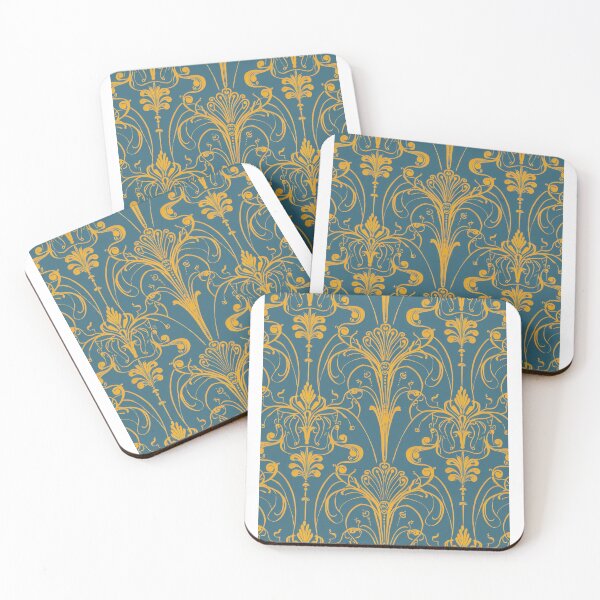 Item preview, Seemles patern of a gold and green jugendstil design N.r 2 designed and sold by Tirsot.