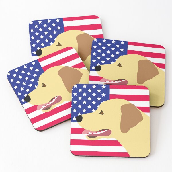 Item preview, Yellow Labrador Profile with US Flag designed and sold by HappyLabradors.