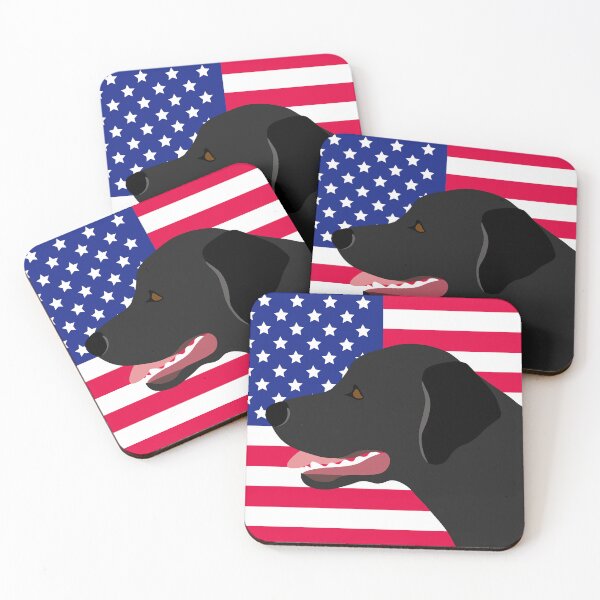 Item preview, Black Labrador Profile with US Flag designed and sold by HappyLabradors.