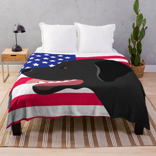 Item preview, Black Labrador Profile with US Flag designed and sold by HappyLabradors.
