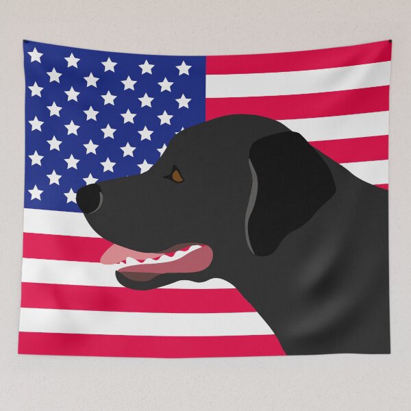 Item preview, Black Labrador Profile with US Flag designed and sold by HappyLabradors.