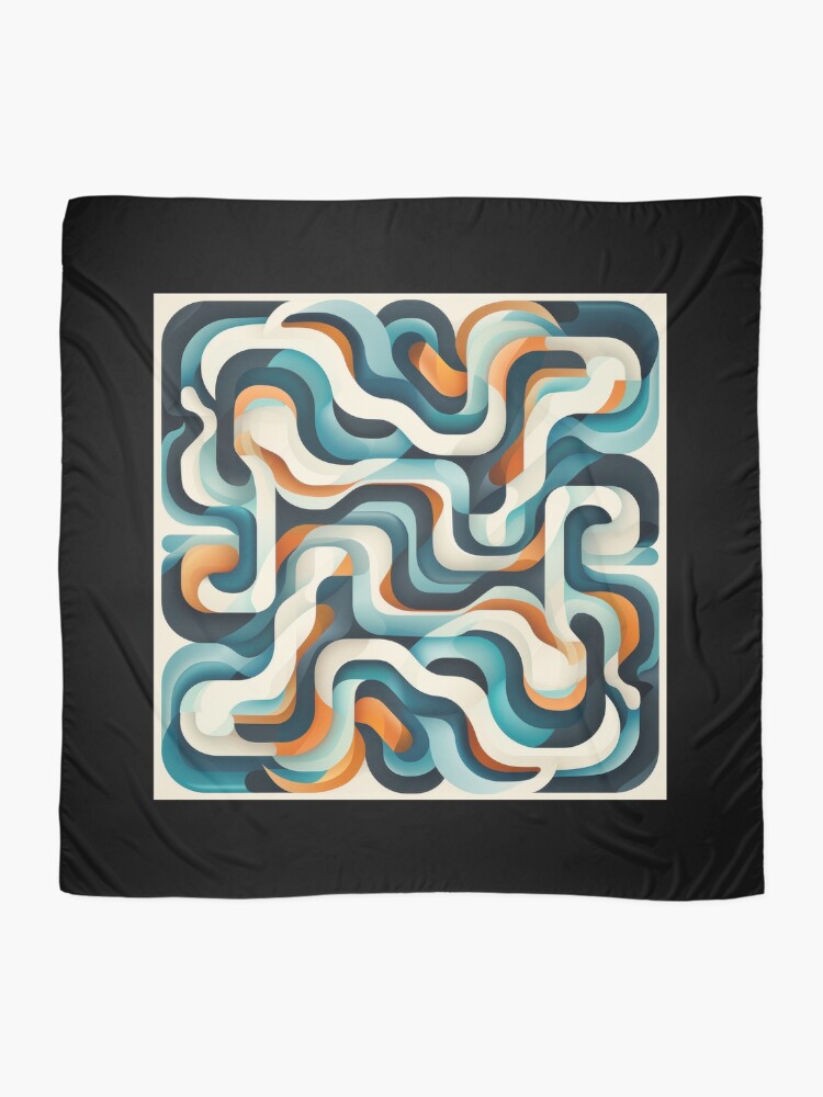 Thumbnail 2 of 3, Scarf, Abstract Retro S Pattern Design designed and sold by RGShirtWorks.