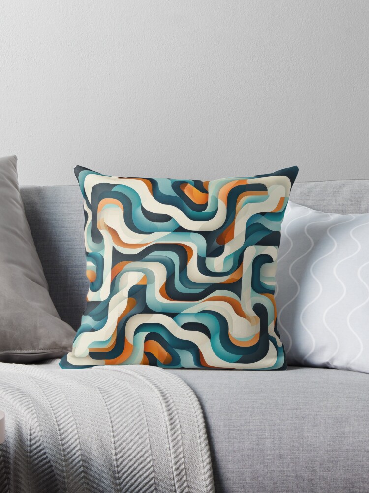 Thumbnail 1 of 4, Pillow, Abstract Retro S Pattern Design designed and sold by RGShirtWorks.