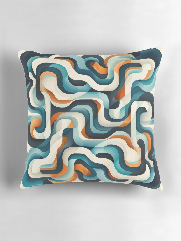 Thumbnail 3 of 4, Pillow, Abstract Retro S Pattern Design designed and sold by RGShirtWorks.