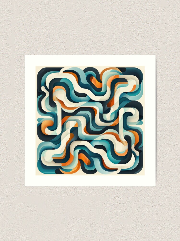 Thumbnail 1 of 3, Art Print, Abstract Retro S Pattern Design designed and sold by RGShirtWorks.