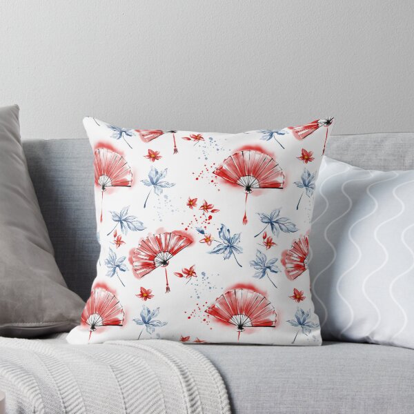 Item preview, Seamless pattern with red Japanese fans and leaves designed and sold by Ekalininart.