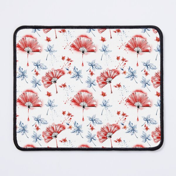 Item preview, Seamless pattern with red Japanese fans and leaves designed and sold by Ekalininart.