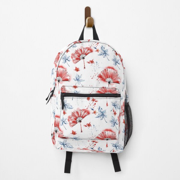 Item preview, Seamless pattern with red Japanese fans and leaves designed and sold by Ekalininart.