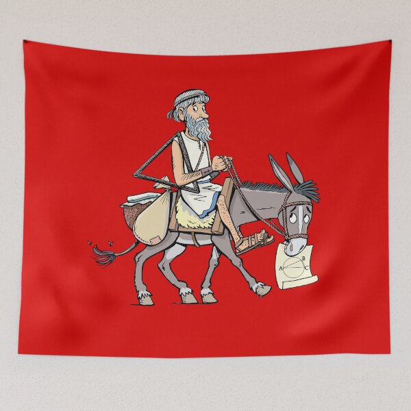 Item preview, Greek mathematician Thales on a donkey holding his theorem on paper designed and sold by duxpavlic.