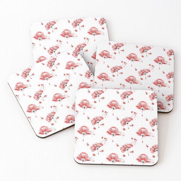 Item preview, Seamless pattern with red Japanese fans and flowers designed and sold by Ekalininart.