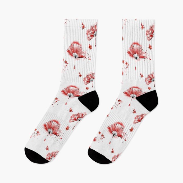 Item preview, Seamless pattern with red Japanese fans and flowers designed and sold by Ekalininart.