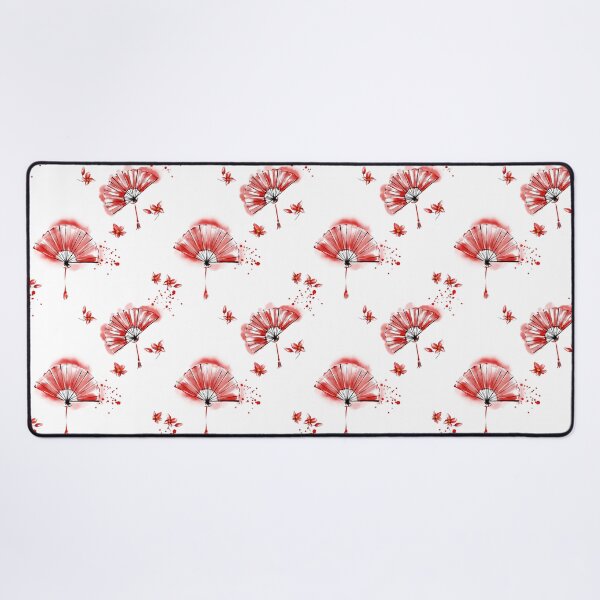 Item preview, Seamless pattern with red Japanese fans and flowers designed and sold by Ekalininart.