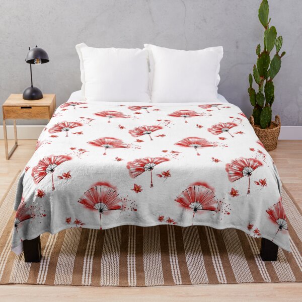 Item preview, Seamless pattern with red Japanese fans and flowers designed and sold by Ekalininart.