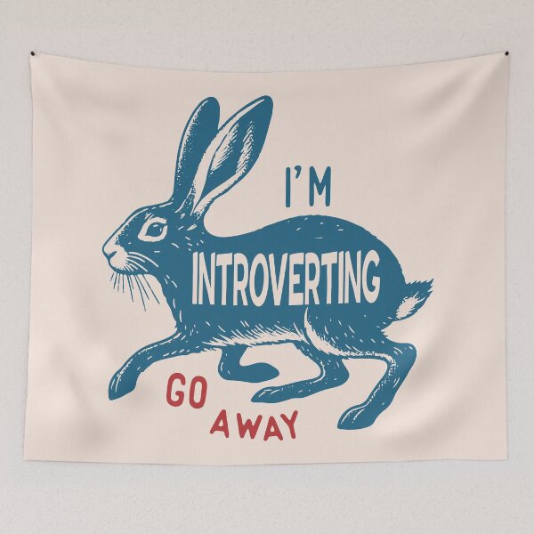 Item preview, I am introverting go away, Fun retro poster, Vintage, Cute rabbit designed and sold by KristinityArt.
