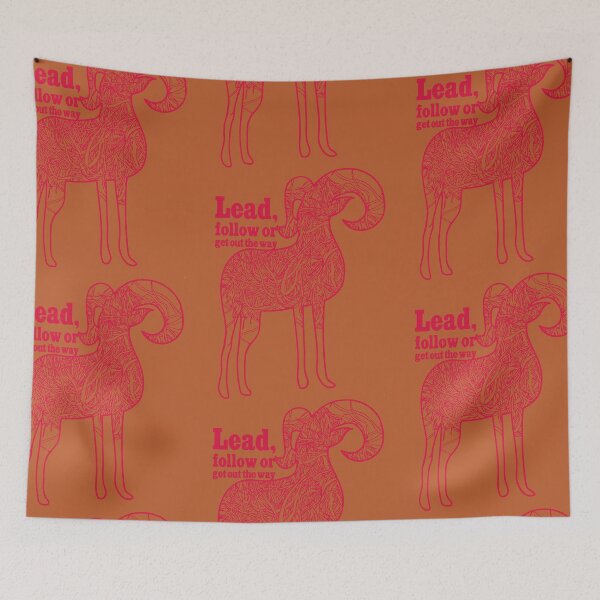Item preview, Lead follow or get out the way,intense red mountain goat graphic designed and sold by CURIOUsDADA.