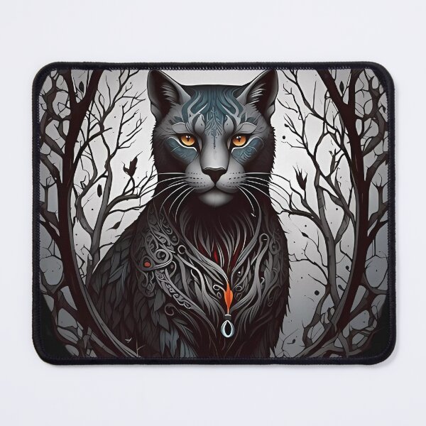 Item preview, Portrait of a blue illustrated mystical cat designed and sold by FocusedArt.