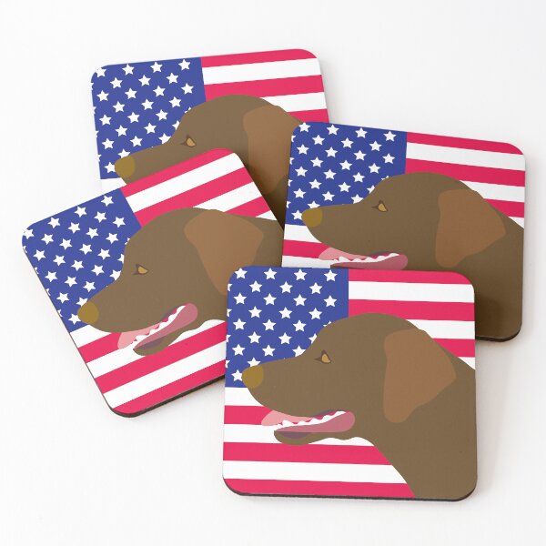 Item preview, Chocolate Labrador Profile with US Flag designed and sold by HappyLabradors.