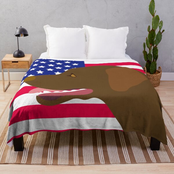 Item preview, Chocolate Labrador Profile with US Flag designed and sold by HappyLabradors.