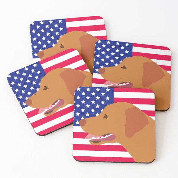 Item preview, Fox Red Labrador Profile with US Flag designed and sold by HappyLabradors.