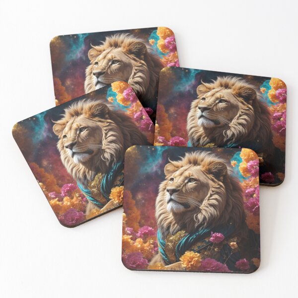 Item preview, Cosmic Nebula Lion with Golden Fur designed and sold by Enchanting Art Vista.