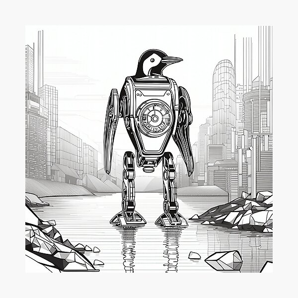 Item preview, Penguin Walking on the Water Near the City designed and sold by Syrupulse.