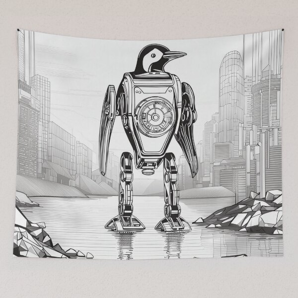 Item preview, Penguin Walking on the Water Near the City designed and sold by Syrupulse.
