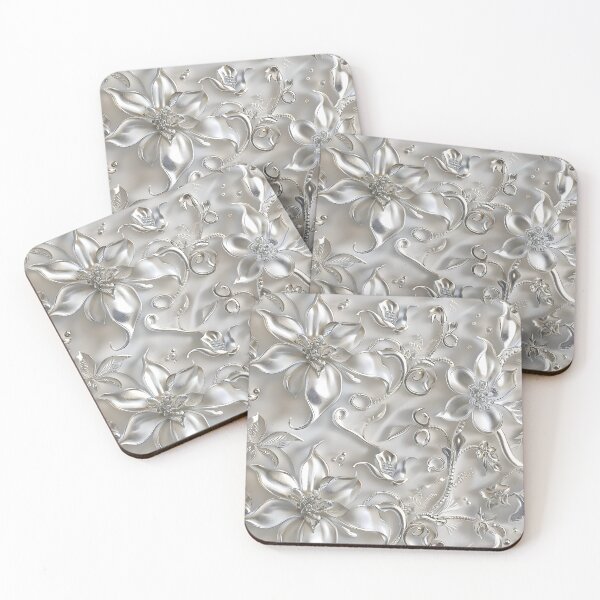 Item preview, Shimmering Silver Blossoms designed and sold by AI-Only Creations.
