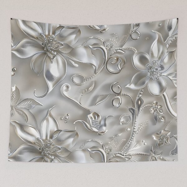 Item preview, Shimmering Silver Blossoms designed and sold by AI-Only Creations.