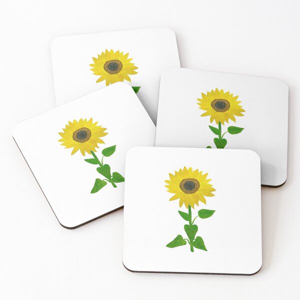 Item preview, Single open Sunflower with leaves designed and sold by Beeinbliss.