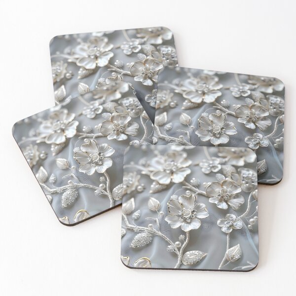 Item preview, Pearlized Silver Blossoms designed and sold by AI-Only Creations.